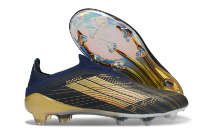 Unisex Dembélé x Adidas F50 Elite Laceless FG Firm Ground Low-Tops Football Boots - Navy/Gold/Red