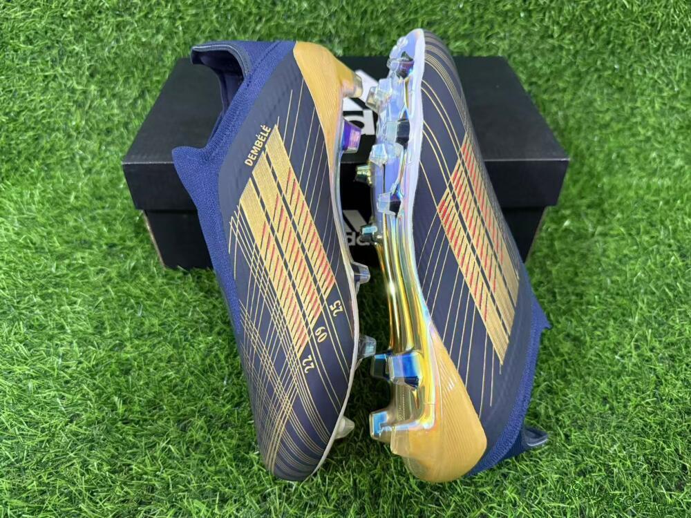 Unisex Dembélé x Adidas F50 Elite Laceless FG Firm Ground Low-Tops Football Boots - Navy/Gold/Red