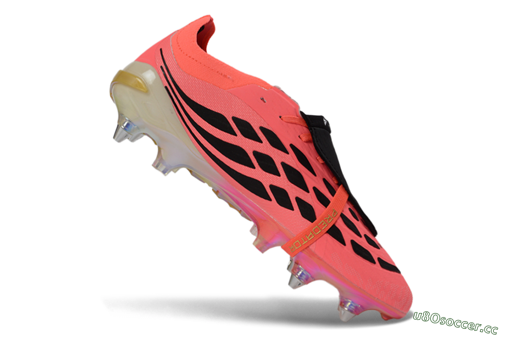 Men's Adidas Predator 26 Elite Fold-Over Tongue SG Soft Ground Low-Tops Football Boots - Pink/Bright Coral/Metallic Gold 4
