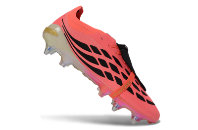 Men's Adidas Predator 26 Elite Fold-Over Tongue SG Soft Ground Low-Tops Football Boots - Pink/Bright Coral/Metallic Gold
