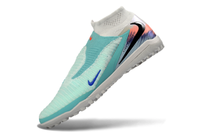 Unisex Nike Phantom 6 Elite High TF Artificial Turf High-Tops Football Shoes - Aqua/Coral Splash/Deep Blue