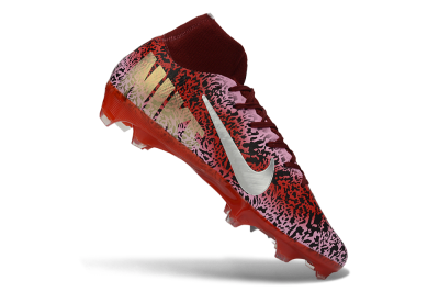 Unisex Nike Air Zoom Mercurial Superfly 10 Elite FG Firm Ground High-Tops Football Boots - Pink/Crimson Red/Black