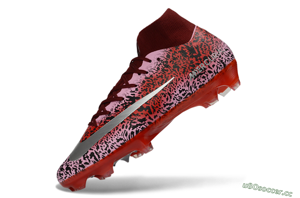 Unisex Nike Air Zoom Mercurial Superfly 10 Elite FG Firm Ground High-Tops Football Boots - Pink/Crimson Red/Black 5