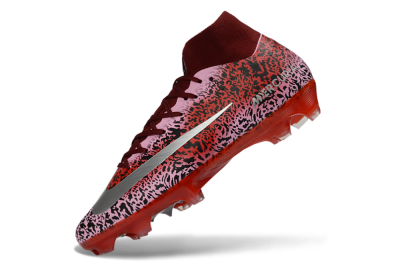 Unisex Nike Air Zoom Mercurial Superfly 10 Elite FG Firm Ground High-Tops Football Boots - Pink/Crimson Red/Black