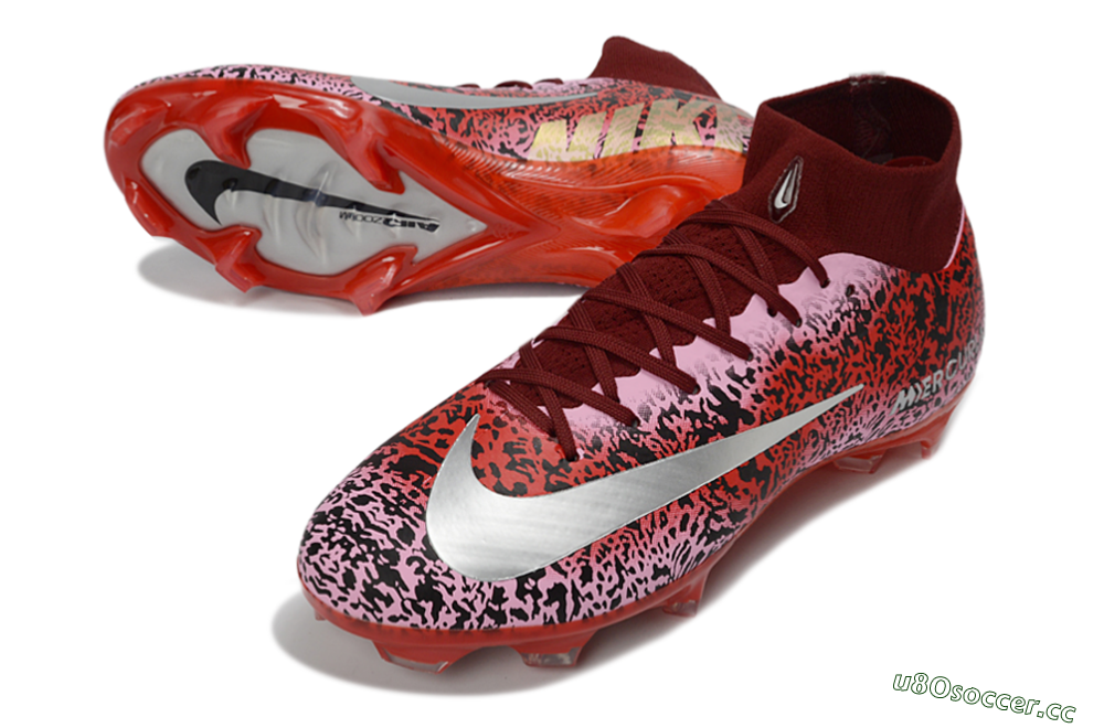 Unisex Nike Air Zoom Mercurial Superfly 10 Elite FG Firm Ground High-Tops Football Boots - Pink/Crimson Red/Black 3