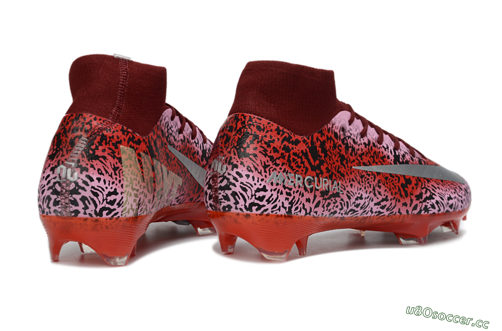 Unisex Nike Air Zoom Mercurial Superfly 10 Elite FG Firm Ground High-Tops Football Boots - Pink/Crimson Red/Black 6