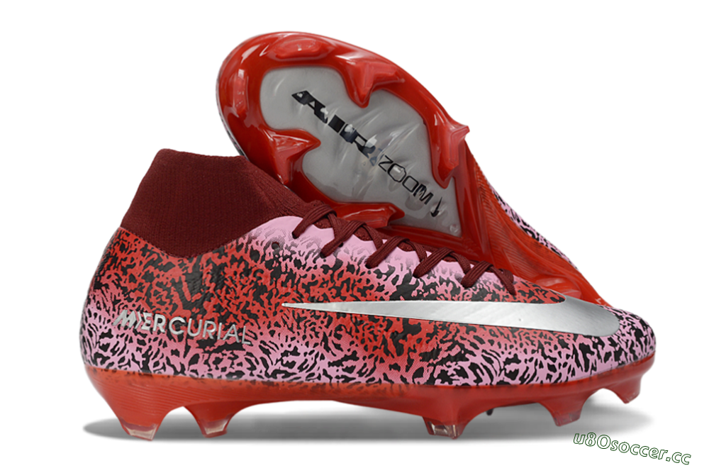 Unisex Nike Air Zoom Mercurial Superfly 10 Elite FG Firm Ground High-Tops Football Boots - Pink/Crimson Red/Black 2