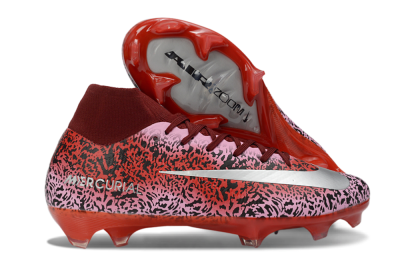 Unisex Nike Air Zoom Mercurial Superfly 10 Elite FG Firm Ground High-Tops Football Boots - Pink/Crimson Red/Black