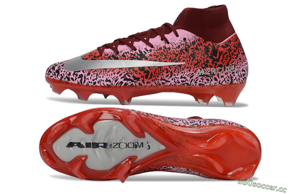 Unisex Nike Air Zoom Mercurial Superfly 10 Elite FG Firm Ground High-Tops Football Boots - Pink/Crimson Red/Black 1