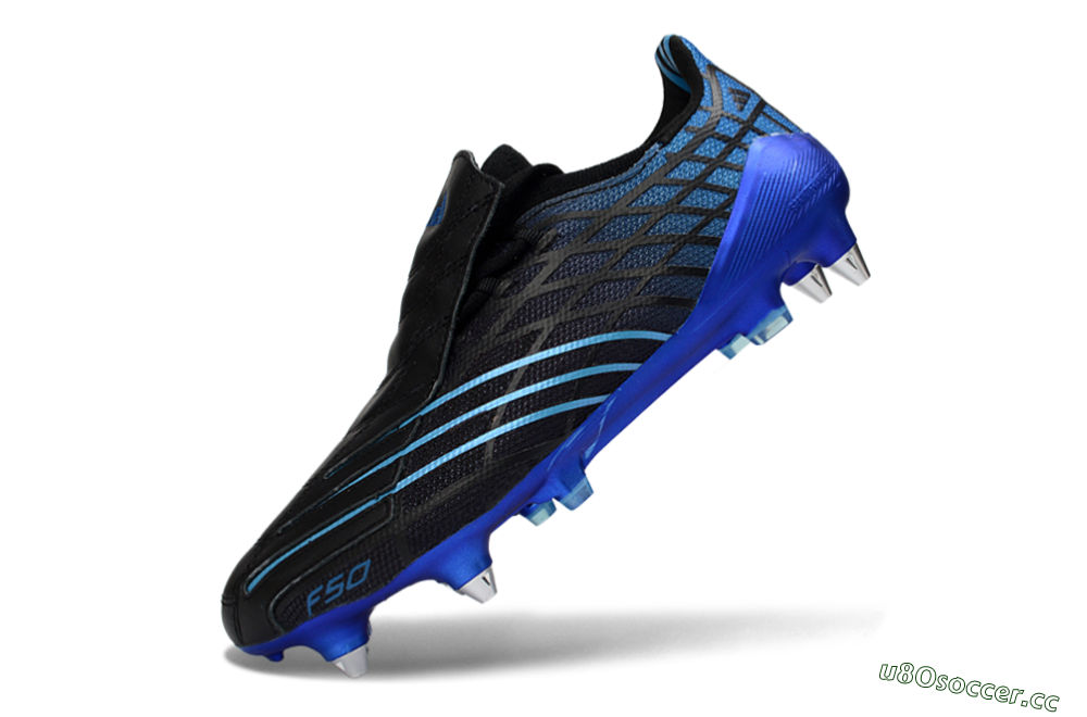 Unisex Adidas F50 Spider Elite SG Soft Ground Low-Tops Football Boots - Black/Electric Blue/Graphite 5