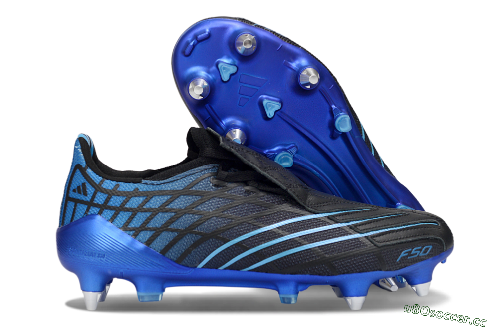 Unisex Adidas F50 Spider Elite SG Soft Ground Low-Tops Football Boots - Black/Electric Blue/Graphite 2