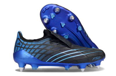 Unisex Adidas F50 Spider Elite SG Soft Ground Low-Tops Football Boots - Black/Electric Blue/Graphite