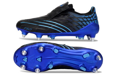 Unisex Adidas F50 Spider Elite SG Soft Ground Low-Tops Football Boots - Black/Electric Blue/Graphite