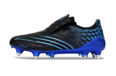 Unisex Adidas F50 Spider Elite SG Soft Ground Low-Tops Football Boots - Black/Electric Blue/Graphite