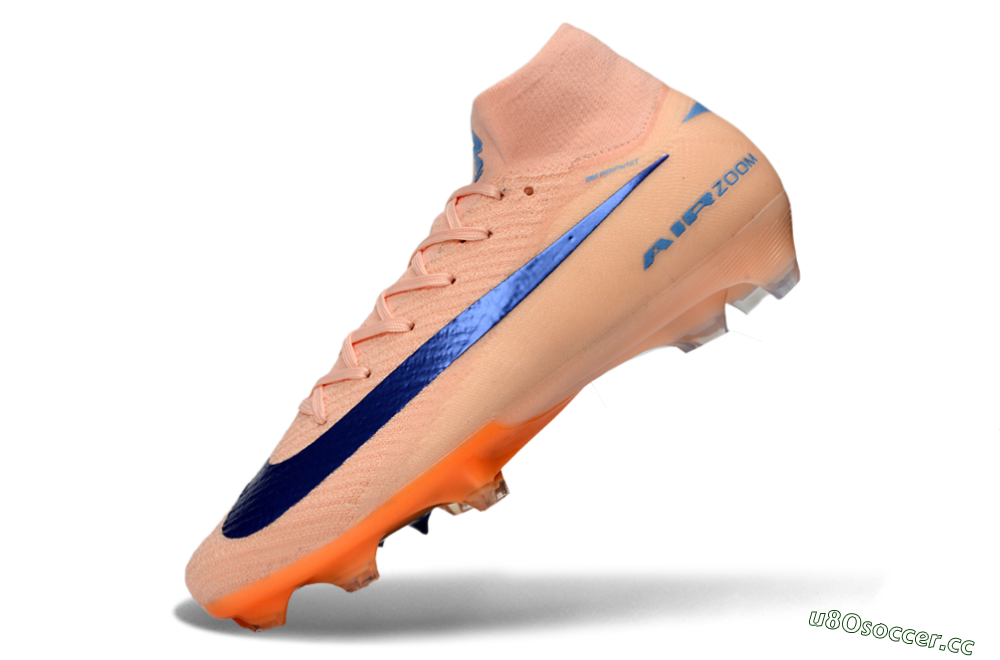 Unisex Nike Air Zoom Mercurial Superfly 10 Elite FG Firm Ground High-Tops Football Boots - Peach/Coral Breeze/Deep Ocean 5
