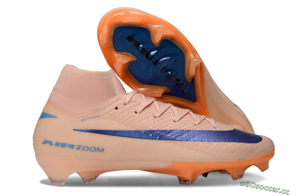Unisex Nike Air Zoom Mercurial Superfly 10 Elite FG Firm Ground High-Tops Football Boots - Peach/Coral Breeze/Deep Ocean 2