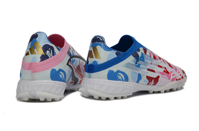 Men's Adidas F50 Pro Laceless TF Artificial Turf Low-Tops Football Shoes - Pink/Coral Breeze/Frosted Blue