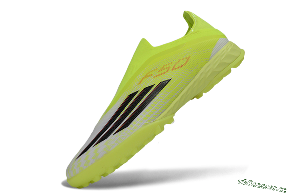 Men's Adidas F50 Pro Laceless TF Artificial Turf Low-Tops Football Shoes - Yellow/Electric Yellow/Grey Black 5