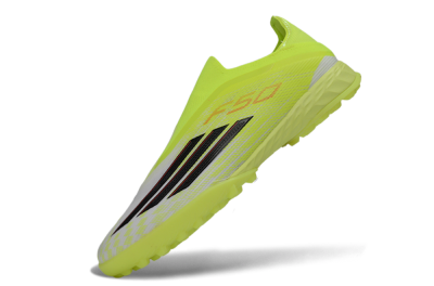Men's Adidas F50 Pro Laceless TF Artificial Turf Low-Tops Football Shoes - Yellow/Electric Yellow/Grey Black
