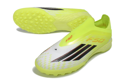 Men's Adidas F50 Pro Laceless TF Artificial Turf Low-Tops Football Shoes - Yellow/Electric Yellow/Grey Black