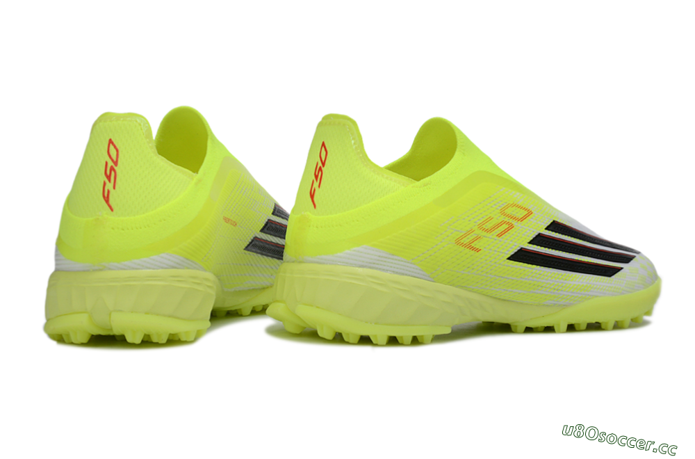 Men's Adidas F50 Pro Laceless TF Artificial Turf Low-Tops Football Shoes - Yellow/Electric Yellow/Grey Black 6