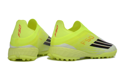 Men's Adidas F50 Pro Laceless TF Artificial Turf Low-Tops Football Shoes - Yellow/Electric Yellow/Grey Black