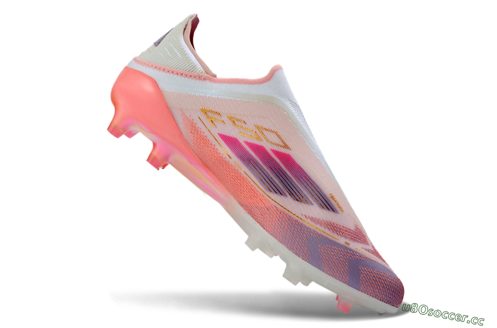 Men's Adidas F50 304 Elite Laceless AG Artificial Grass Low-Tops Football Boots - Pink/Coral Pink/Soft Lilac 5