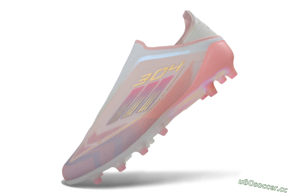 Men's Adidas F50 304 Elite Laceless AG Artificial Grass Low-Tops Football Boots - Pink/Coral Pink/Soft Lilac 6