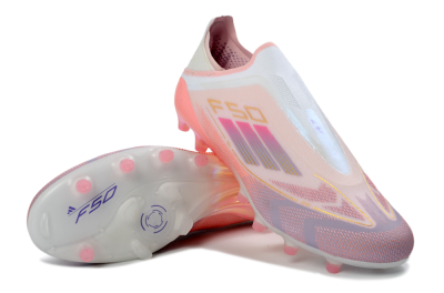 Men's Adidas F50 304 Elite Laceless AG Artificial Grass Low-Tops Football Boots - Pink/Coral Pink/Soft Lilac