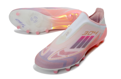 Men's Adidas F50 304 Elite Laceless AG Artificial Grass Low-Tops Football Boots - Pink/Coral Pink/Soft Lilac
