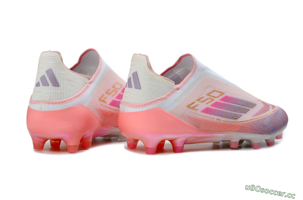 Men's Adidas F50 304 Elite Laceless AG Artificial Grass Low-Tops Football Boots - Pink/Coral Pink/Soft Lilac 7