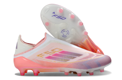 Men's Adidas F50 304 Elite Laceless AG Artificial Grass Low-Tops Football Boots - Pink/Coral Pink/Soft Lilac