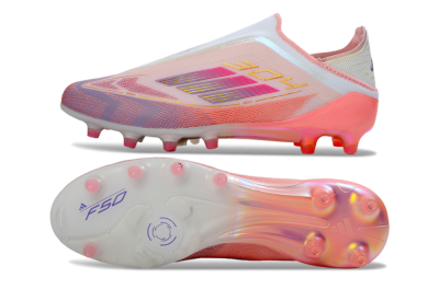 Men's Adidas F50 304 Elite Laceless AG Artificial Grass Low-Tops Football Boots - Pink/Coral Pink/Soft Lilac