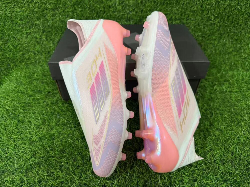 Men's Adidas F50 304 Elite Laceless AG Artificial Grass Low-Tops Football Boots - Pink/Coral Pink/Soft Lilac