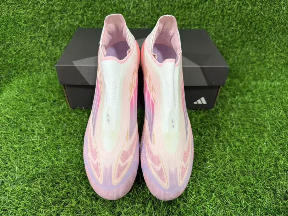 Men's Adidas F50 304 Elite Laceless AG Artificial Grass Low-Tops Football Boots - Pink/Coral Pink/Soft Lilac