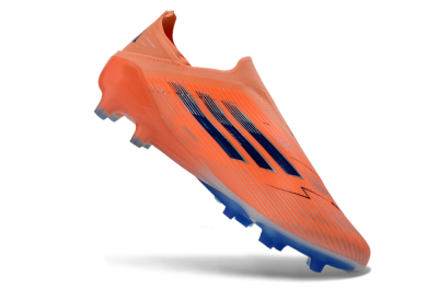Men's Adidas F50 Elite Laceless AG Artificial Grass Low-Tops Football Boots - Orange/Sky Blue/Flame Orange