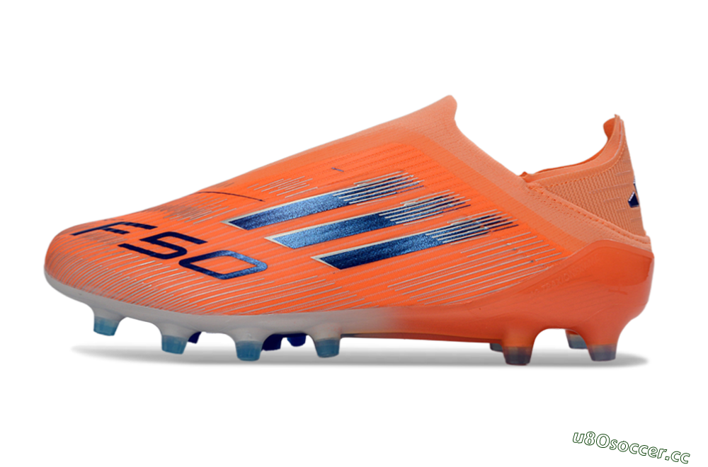 Men's Adidas F50 Elite Laceless AG Artificial Grass Low-Tops Football Boots - Orange/Sky Blue/Flame Orange 0