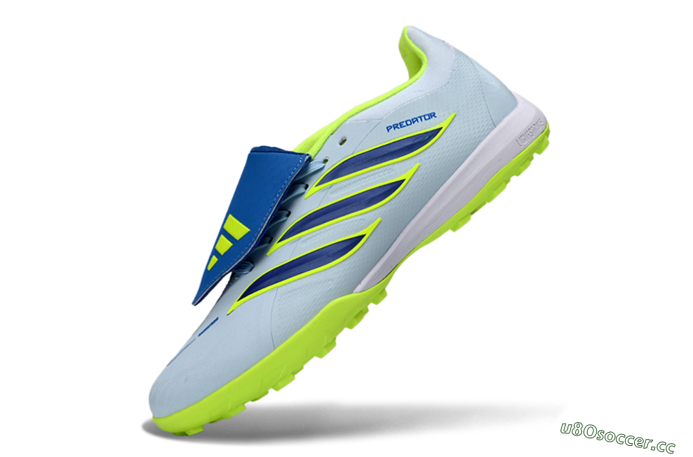 Unisex Adidas Predator 26 Elite Fold-Over Tongue TF Artificial Turf Low-Tops Football Shoes - Blue/Lime Green/Neon Yellow 6