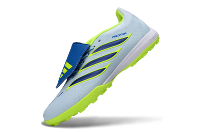 Unisex Adidas Predator 26 Elite Fold-Over Tongue TF Artificial Turf Low-Tops Football Shoes - Blue/Lime Green/Neon Yellow