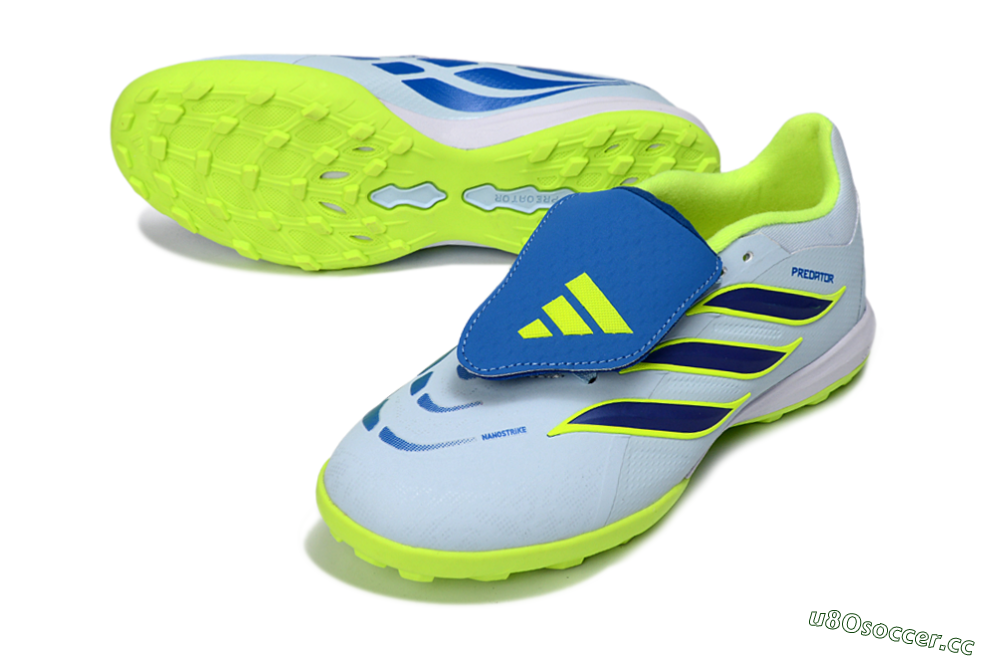 Unisex Adidas Predator 26 Elite Fold-Over Tongue TF Artificial Turf Low-Tops Football Shoes - Blue/Lime Green/Neon Yellow 3