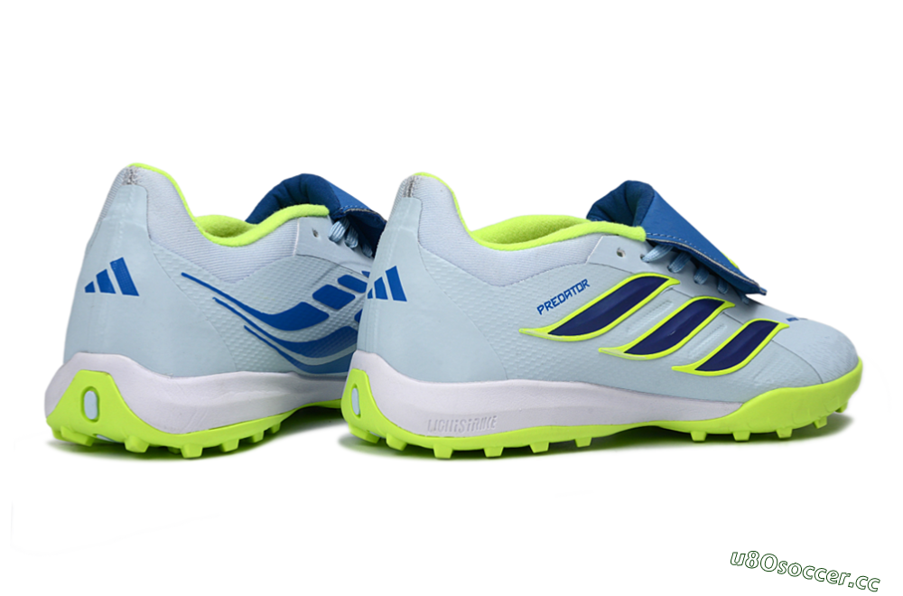 Unisex Adidas Predator 26 Elite Fold-Over Tongue TF Artificial Turf Low-Tops Football Shoes - Blue/Lime Green/Neon Yellow 7