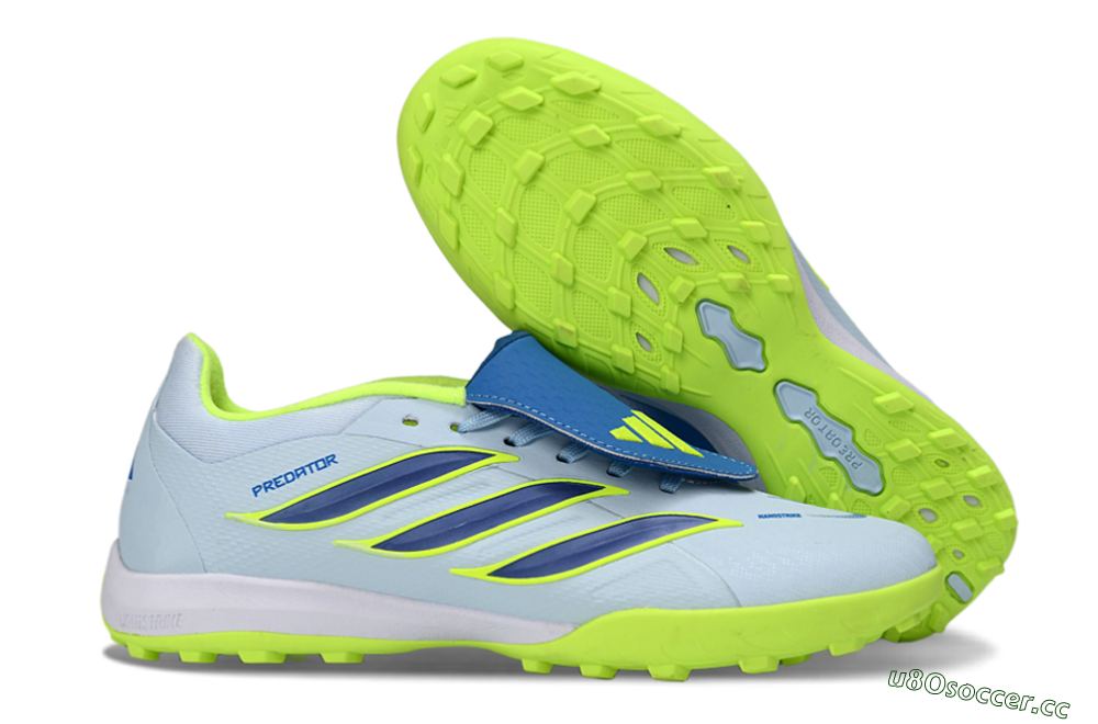 Unisex Adidas Predator 26 Elite Fold-Over Tongue TF Artificial Turf Low-Tops Football Shoes - Blue/Lime Green/Neon Yellow 2