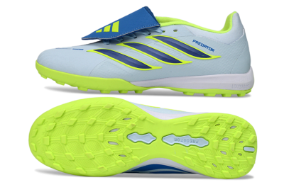 Unisex Adidas Predator 26 Elite Fold-Over Tongue TF Artificial Turf Low-Tops Football Shoes - Blue/Lime Green/Neon Yellow