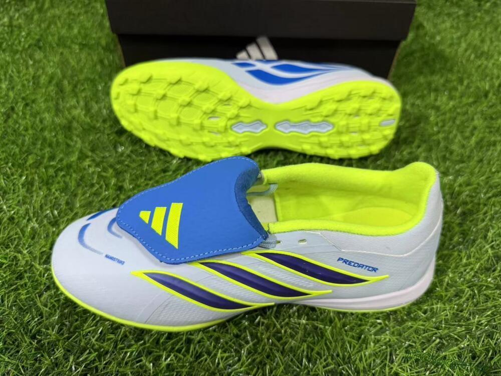 Unisex Adidas Predator 26 Elite Fold-Over Tongue TF Artificial Turf Low-Tops Football Shoes - Blue/Lime Green/Neon Yellow