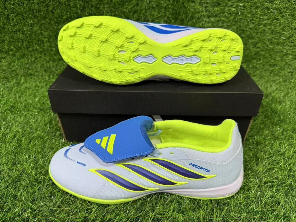 Unisex Adidas Predator 26 Elite Fold-Over Tongue TF Artificial Turf Low-Tops Football Shoes - Blue/Lime Green/Neon Yellow