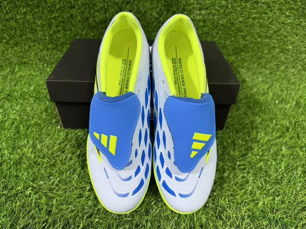 Unisex Adidas Predator 26 Elite Fold-Over Tongue TF Artificial Turf Low-Tops Football Shoes - Blue/Lime Green/Neon Yellow