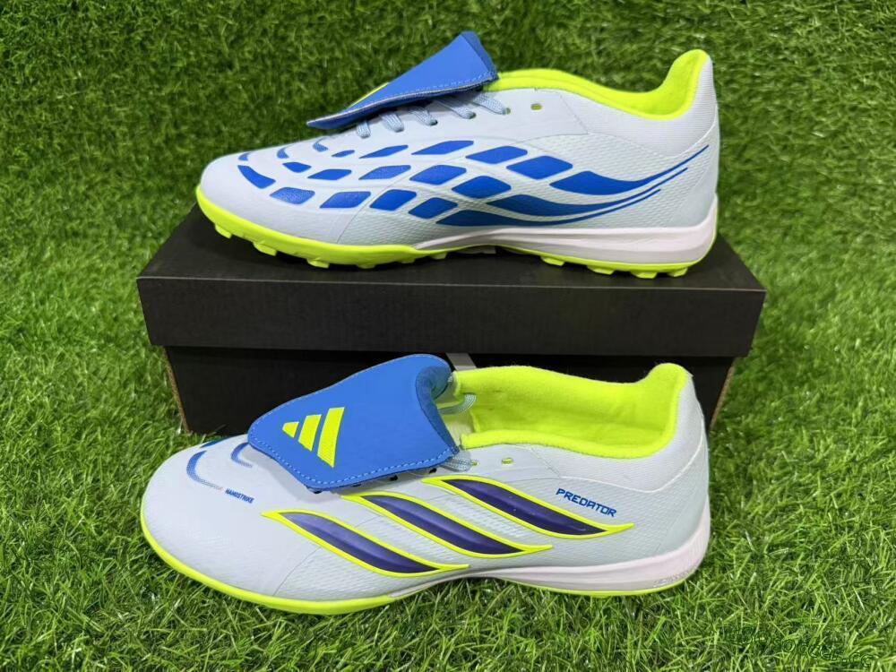 Unisex Adidas Predator 26 Elite Fold-Over Tongue TF Artificial Turf Low-Tops Football Shoes - Blue/Lime Green/Neon Yellow