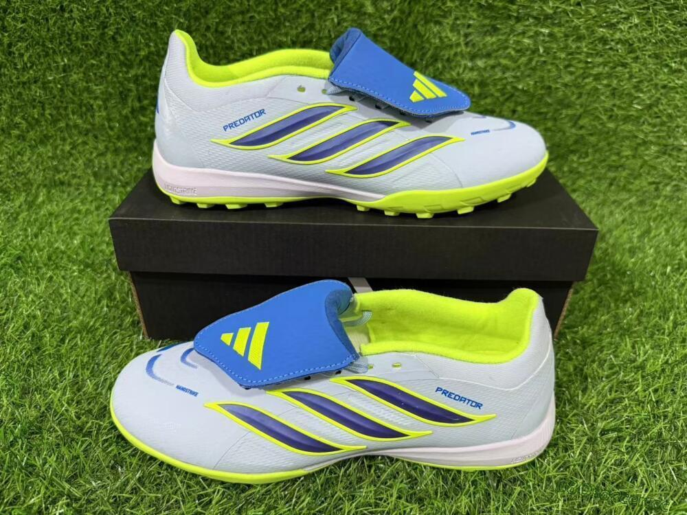 Unisex Adidas Predator 26 Elite Fold-Over Tongue TF Artificial Turf Low-Tops Football Shoes - Blue/Lime Green/Neon Yellow
