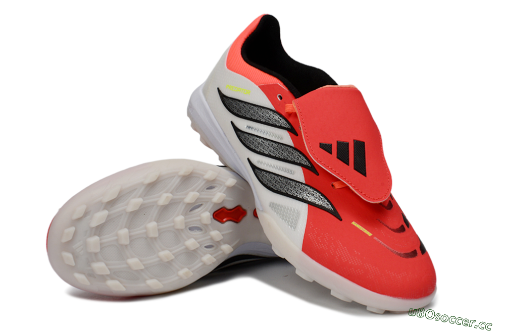 Unisex Adidas Predator 26 Elite Fold-Over Tongue TF Artificial Turf Low-Tops Football Shoes - Red/Coral Surge/Black Shadow 4