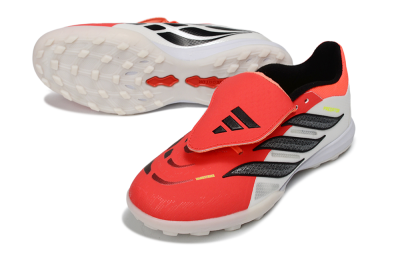 Unisex Adidas Predator 26 Elite Fold-Over Tongue TF Artificial Turf Low-Tops Football Shoes - Red/Coral Surge/Black Shadow